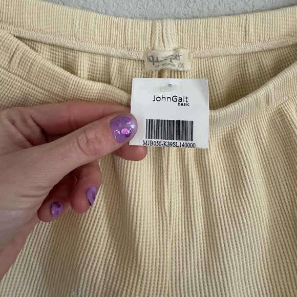 NWT John Galt by Brandy Melville Pale Yellow Waffle Lounge Shorts - Picture 2 of 3